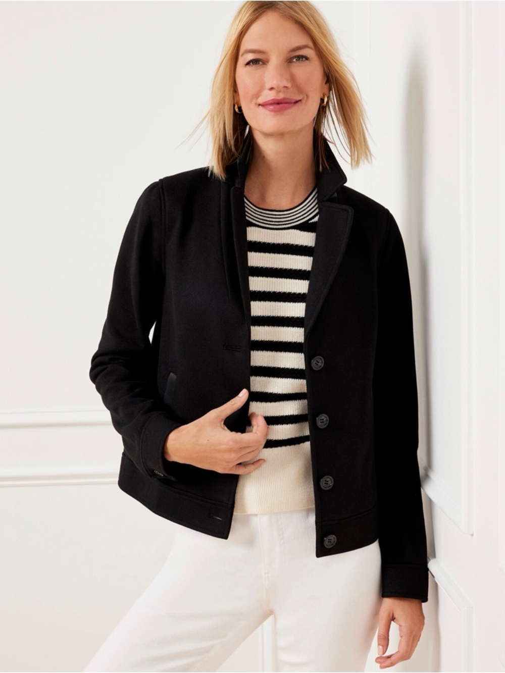 Talbots BRUSHED KNIT JACKET Black Size 18w